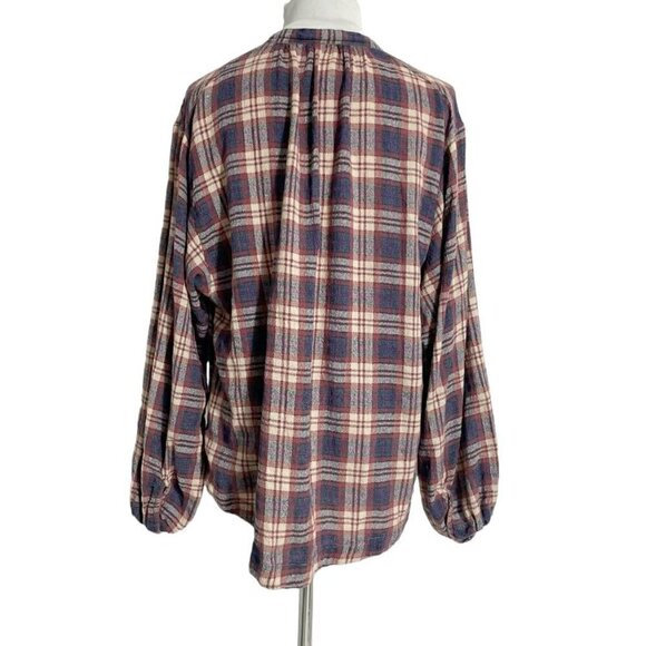 Free People Size XS  Top Blouse Button Down Shirt Plaid - Picture 5 of 7